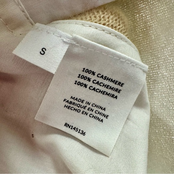 NEW NAADAM Cashmere Mixed Media Tie Back Pullover Sweater Shell Tan Small NWT - Picture 5 of 10